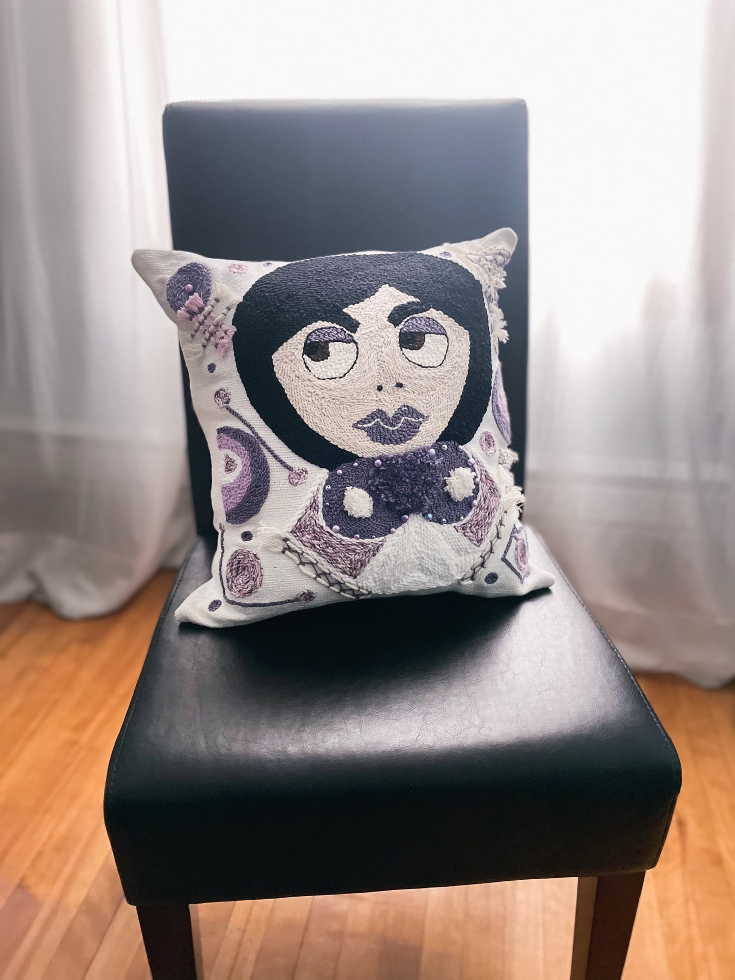 Miss Purple - Decorative Cushion Cover - Punch needle - Artistic
