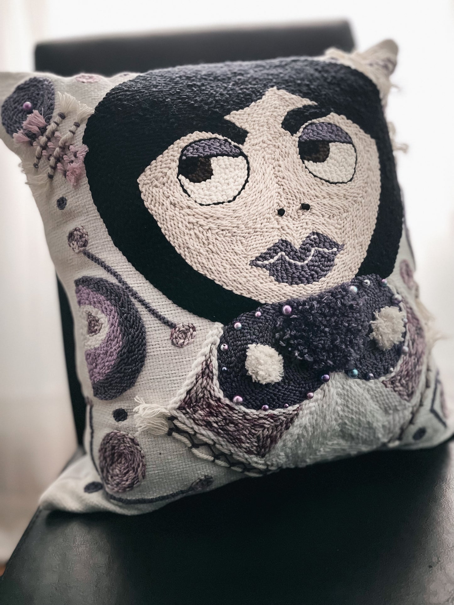 Miss Purple - Decorative Cushion Cover - Punch needle - Artistic