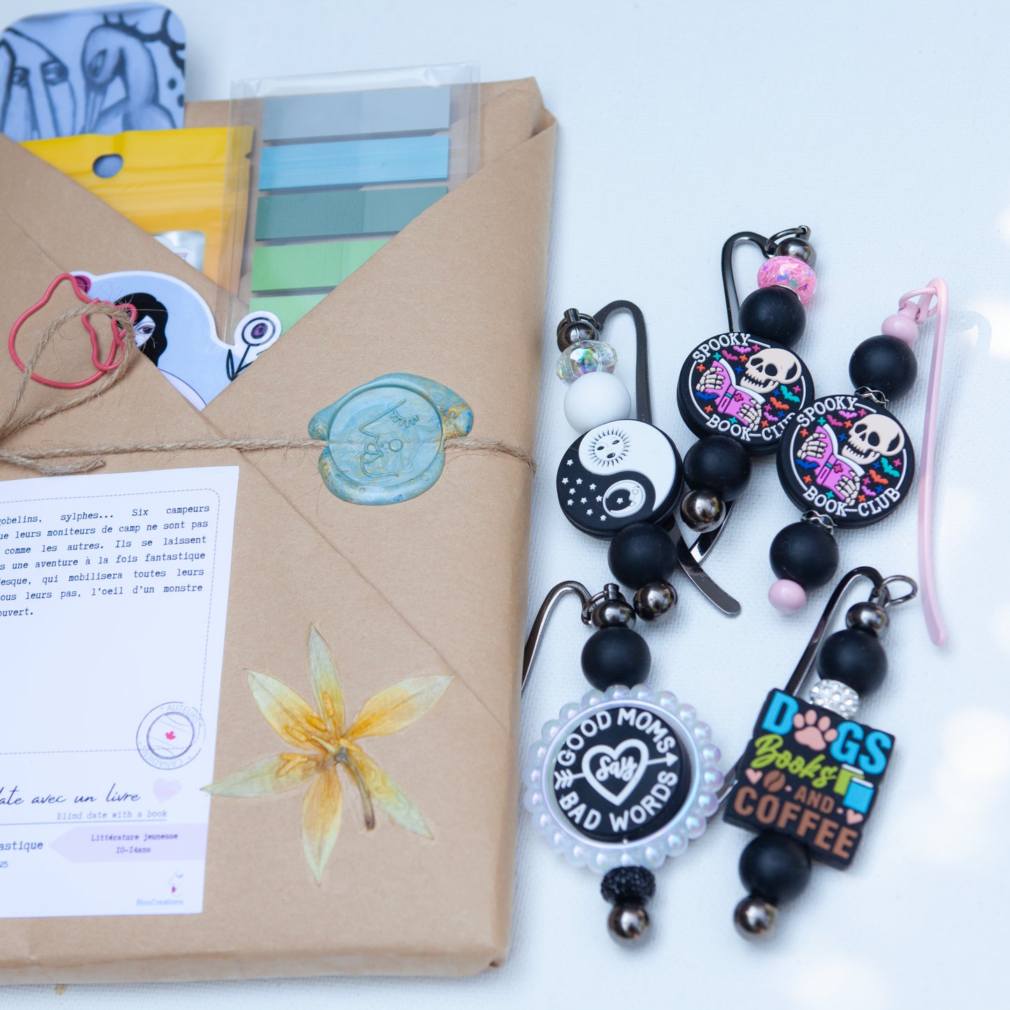 Signet décoré avec perles - Fait à la main - Accessoire de lecture