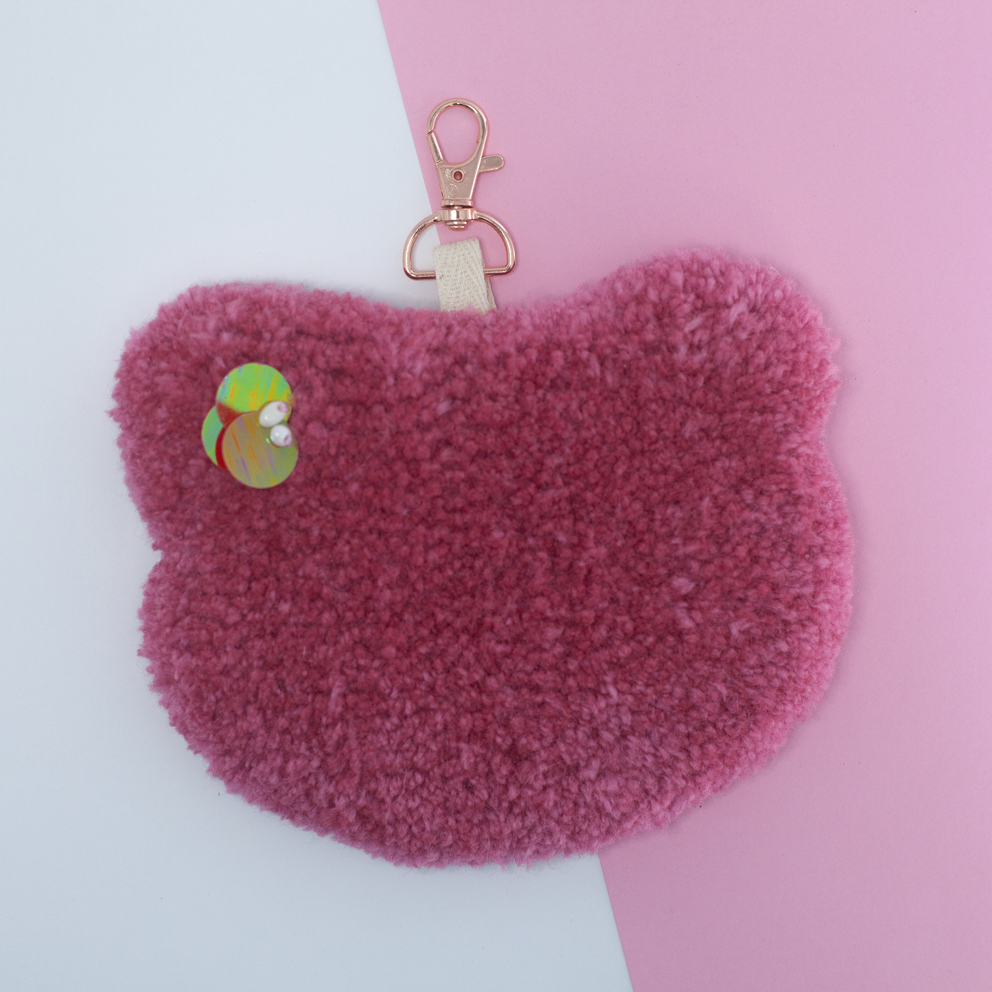 Accessoire pour sac - Porte-clés touffeté à la main en forme de chat
