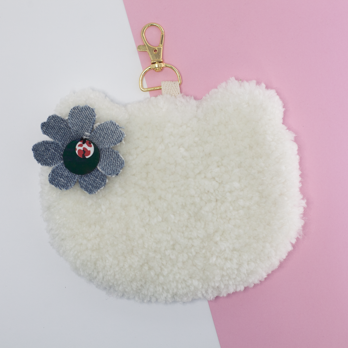 Accessoire pour sac - Porte-clés touffeté à la main en forme de chat