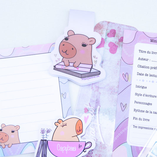 The Book Lover’s Kit - Capybara style - Handmade - Stationery - Book - Kindle