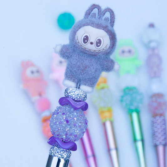 Beaded Ballpoint Pens with Cute Monster Figurine Topper - Glam & Handmade Just for You!