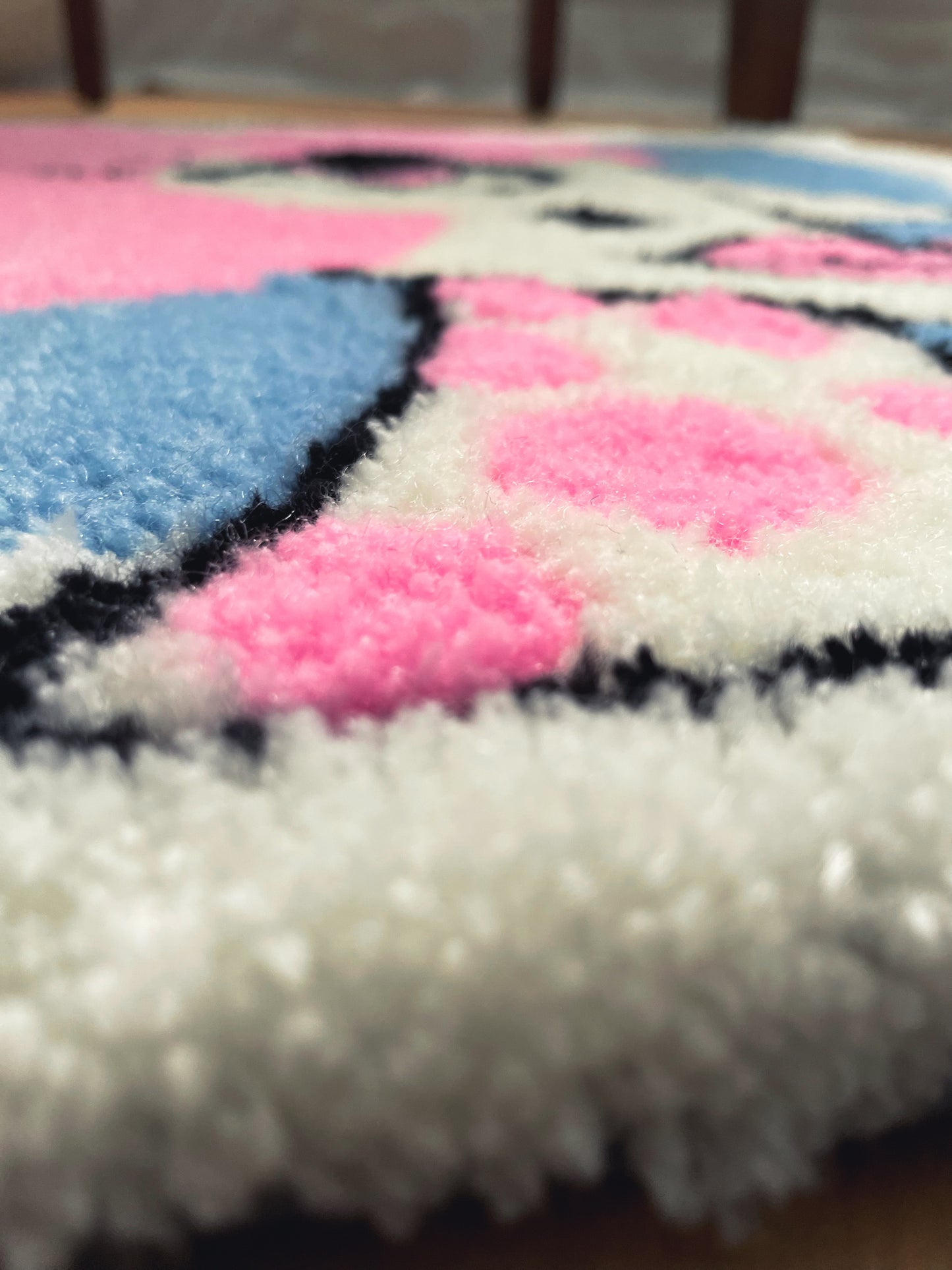 Miss Pink - Tapis fait à la main - 100% laine acrylique - Déco maison - Art abstrait
