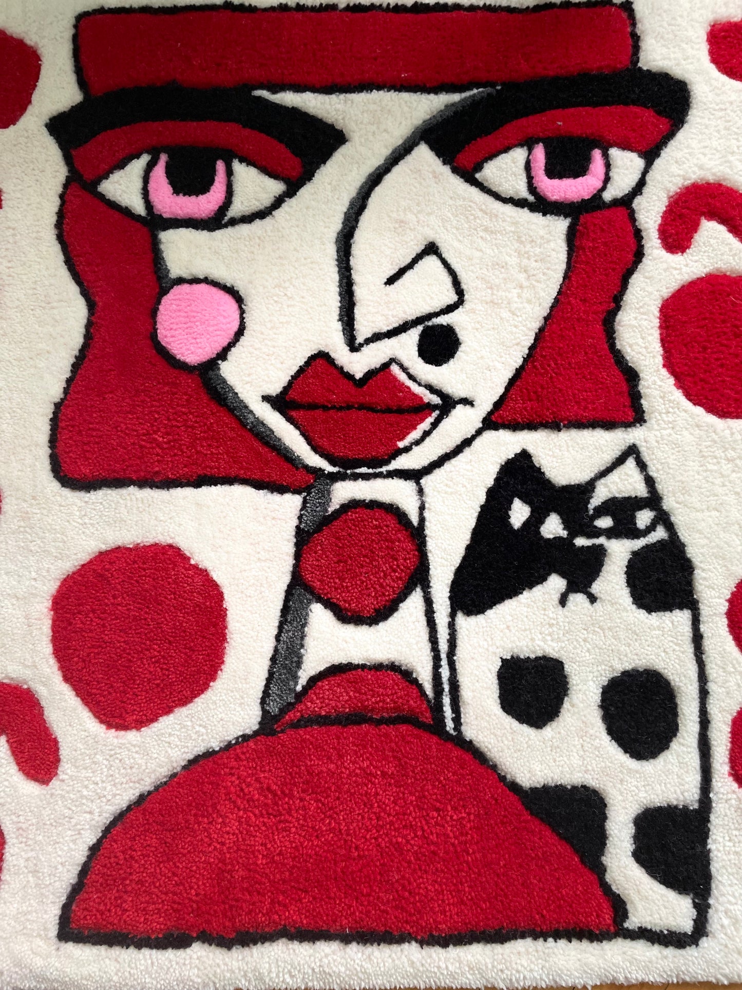 Miss Polka Dots - Tapis fait à la main - 100% pure laine - Déco maison - Art abstrait