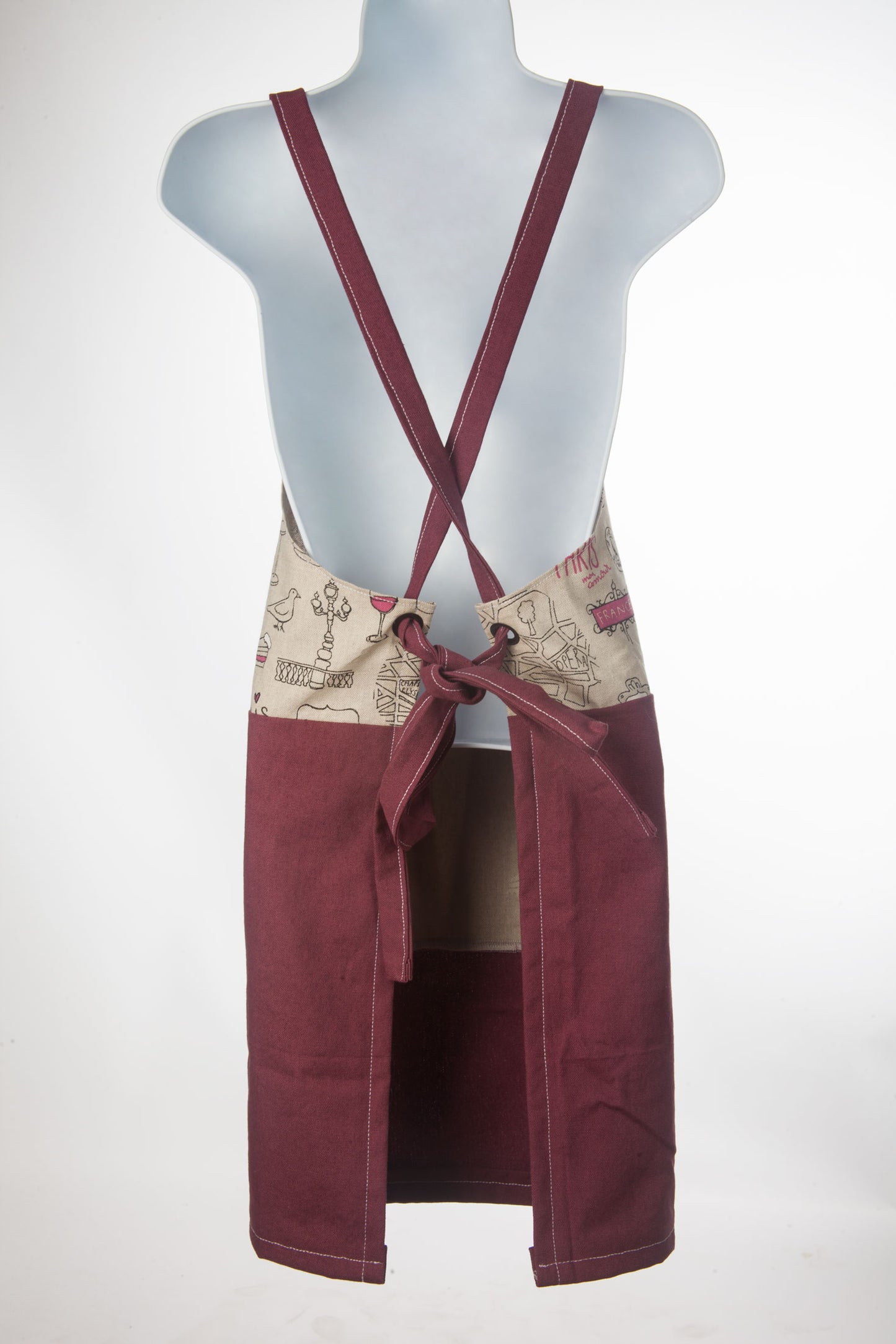 Fashion Apron with large front pocket - 100% Cotton Canvas - Paris Café