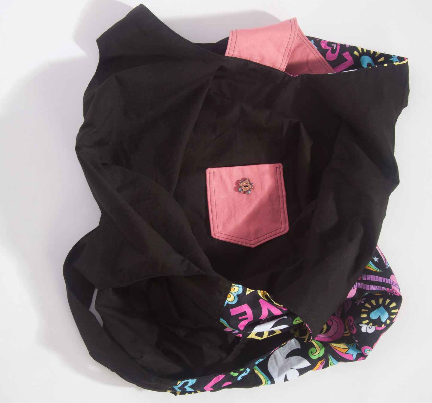 100% Cotton Eco Friendly Foldable Reusable Shopping Bag - Peace & Love / Black Tote