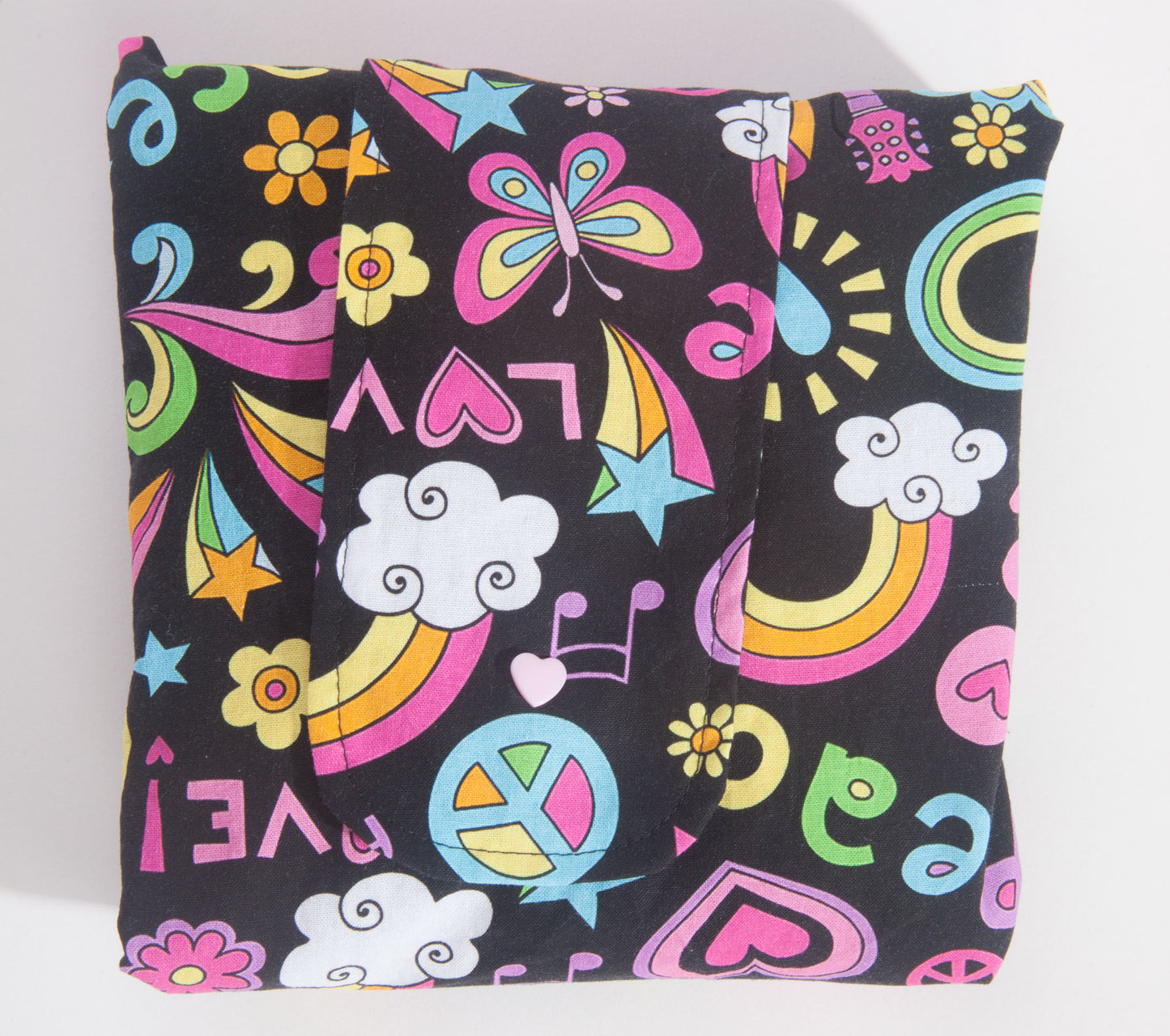 Sac fourre-tout réutilisable 100% coton - Respectueux de l'environnement - Illustration Peace & Love