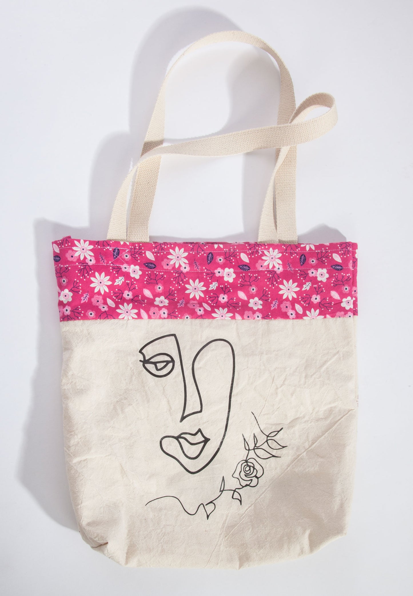 100% Cotton Eco Friendly Reusable Shopping Bag - Art Illustration - Boho style
