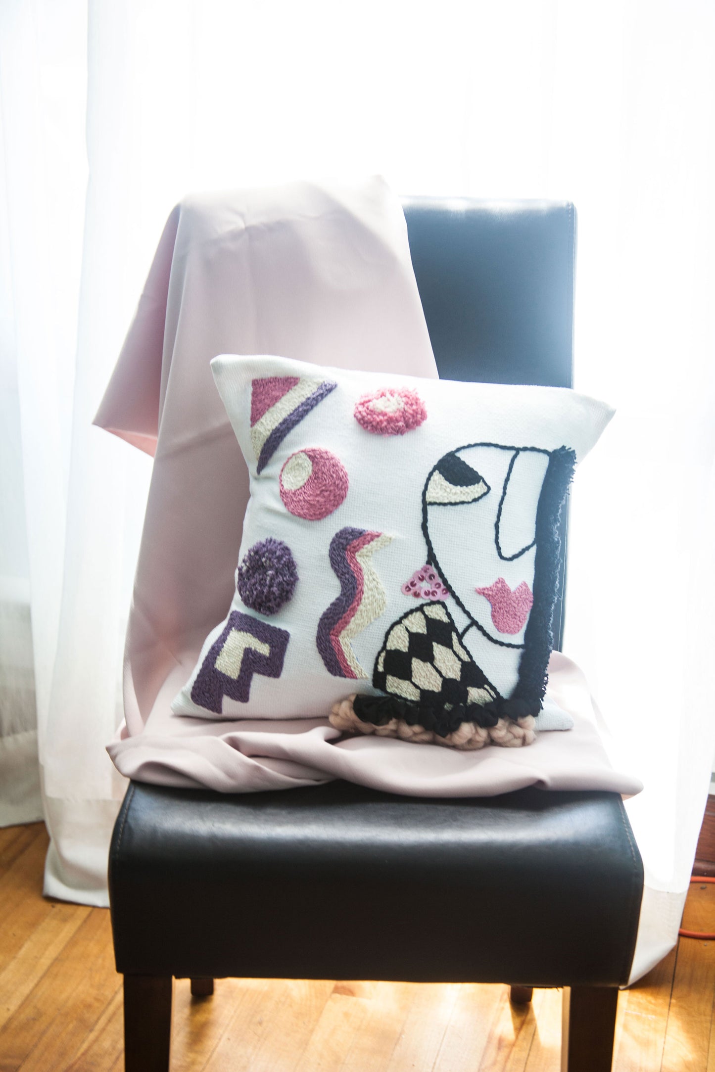 Housse de coussin décorative - Punch needle - Style Boho