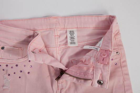 Upcycled Pink Denim Skirt for Kids - 9-10 years