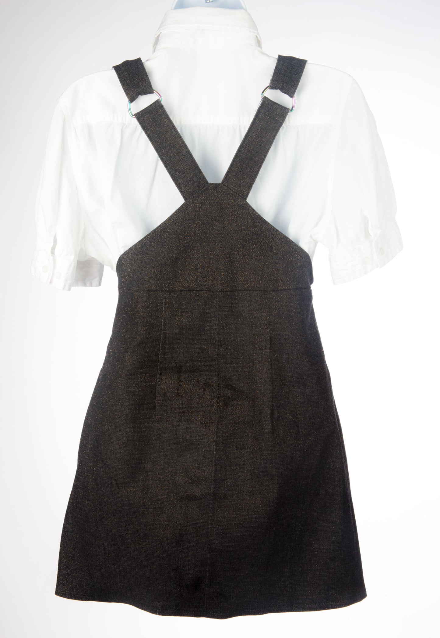 Robe salopette en denim pour filles - Noir avec or - Adolescentes