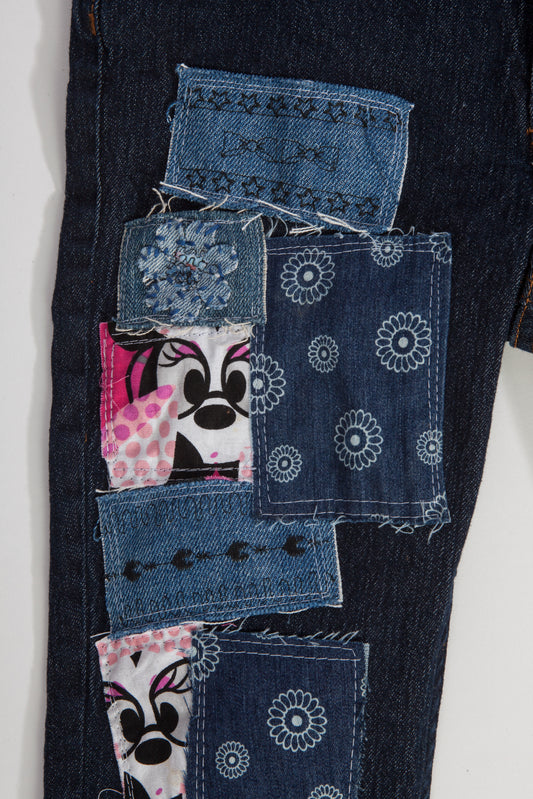 Upcycled Kids Jeans with patches - 9-10 years