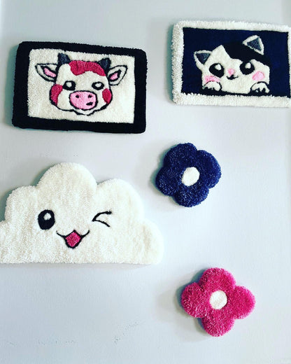 Mini tapis mural touffeté - Fait à la main - Déco maison
