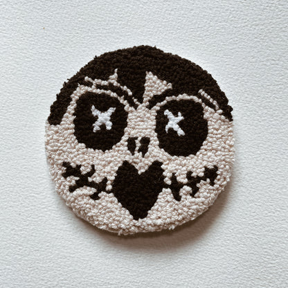 Sous-verres faits à la main - Série noire - Halloween - Punch needle sur tissu canvas récupéré