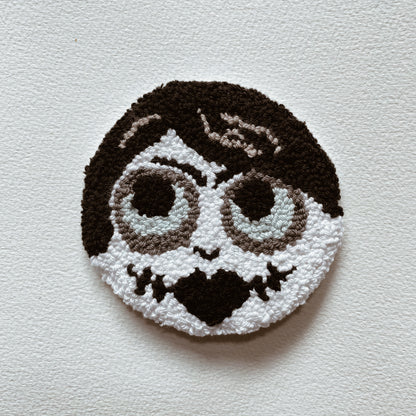 Sous-verres faits à la main - Série noire - Halloween - Punch needle sur tissu canvas récupéré