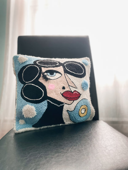 Miss Marilyn - Coussin décoratif - Punch needle - Art abstrait