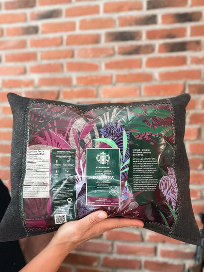 Eco-Friendly Upcycled Cushion - Denim & Coffee Bean Bag