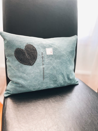 Eco-Friendly Upcycled Cushion - Denim & Coffee Bean Bag