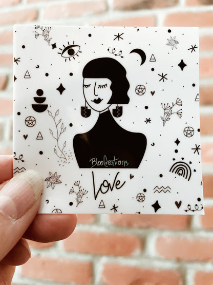 Autocollants avec illustration artistique au fini brillant - 3"x3" - Résistant à l'eau
