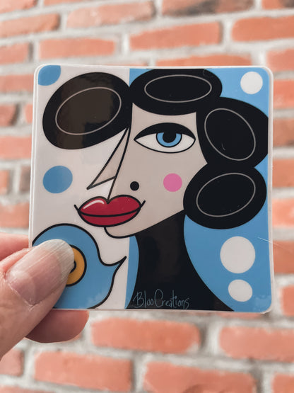 Autocollants avec illustration artistique au fini brillant - 3"x3" - Résistant à l'eau