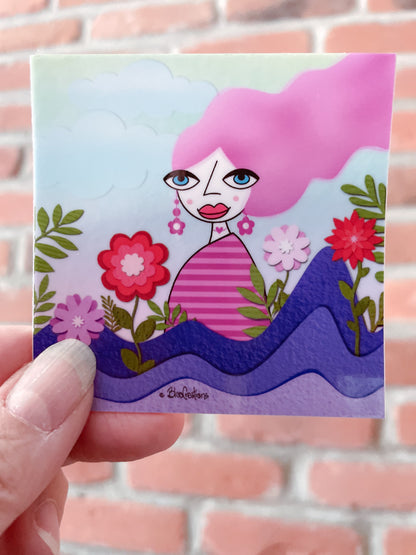 Autocollants avec illustration artistique au fini brillant - 3"x3" - Résistant à l'eau