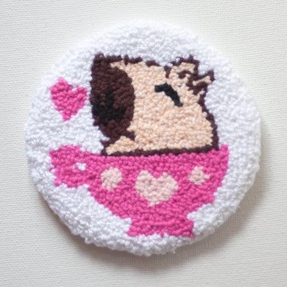 Sous-verres faits à la main - Punch needle sur tissu canvas récupéré