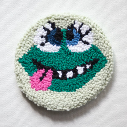 Sous-verres faits à la main - Punch needle sur tissu canvas récupéré