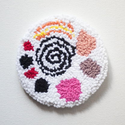 Sous-verres faits à la main - Punch needle sur tissu canvas récupéré