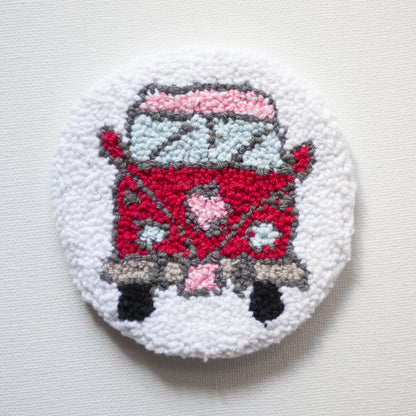 Sous-verres faits à la main - Punch needle sur tissu canvas récupéré