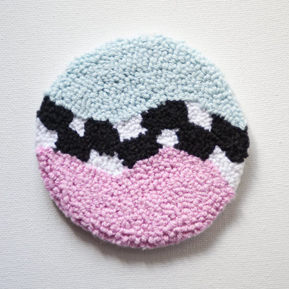 Sous-verres faits à la main - Punch needle sur tissu canvas récupéré