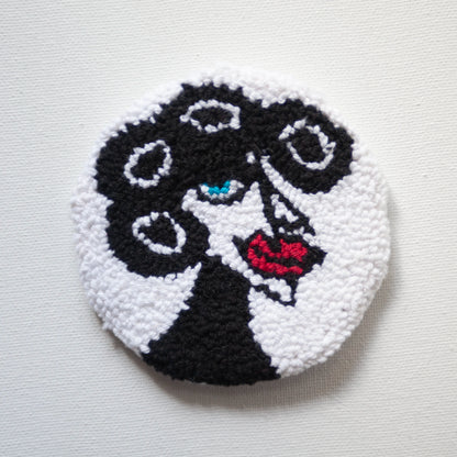 Sous-verres faits à la main - Punch needle sur tissu canvas récupéré