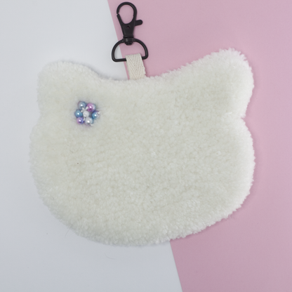 Accessoire pour sac - Porte-clés touffeté à la main en forme de chat