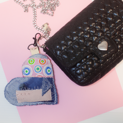 Eco-Chic Heart Keychains - Stylish Accessories - Upcycled Denim - Recycled fabrics