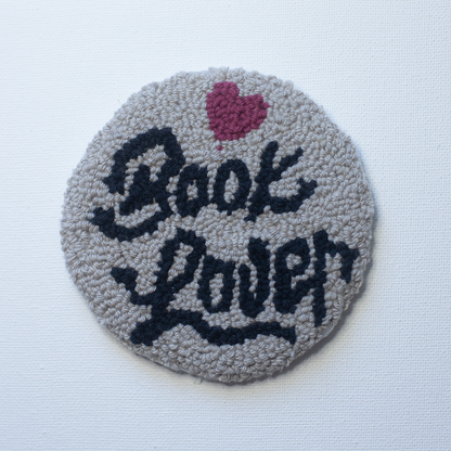 Handcrafted Mug Rug Coasters – Punch Needle Art from Repurposed Fabric - Bookish Style