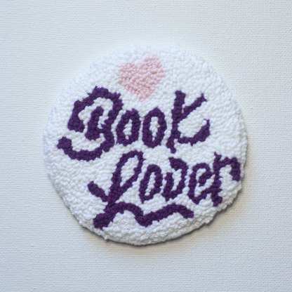 Handcrafted Mug Rug Coasters – Punch Needle Art from Repurposed Fabric - Bookish Style