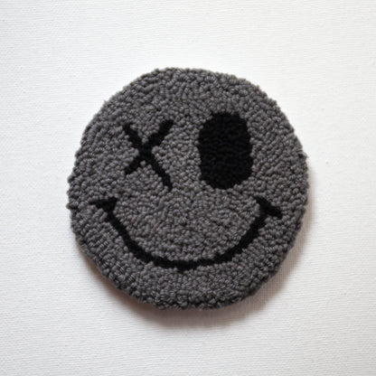 Sous-verres faits à la main - Série noire - Halloween - Punch needle sur tissu canvas récupéré