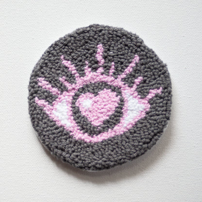 Sous-verres faits à la main - Série noire - Halloween - Punch needle sur tissu canvas récupéré