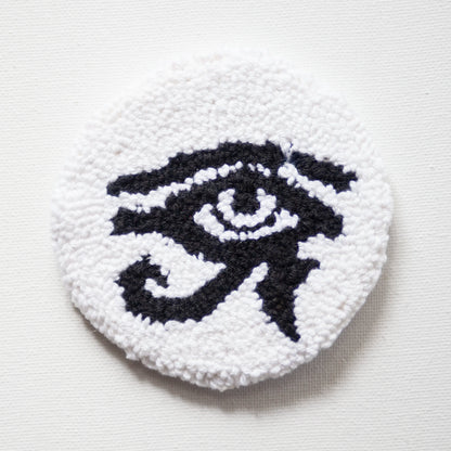 Sous-verres faits à la main - Série noire - Halloween - Punch needle sur tissu canvas récupéré