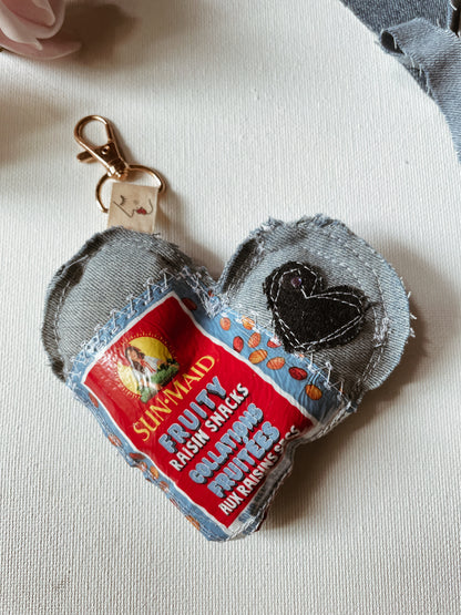 Eco-Chic Heart Keychains - Stylish Accessories - Upcycled Denim - Recycled fabrics