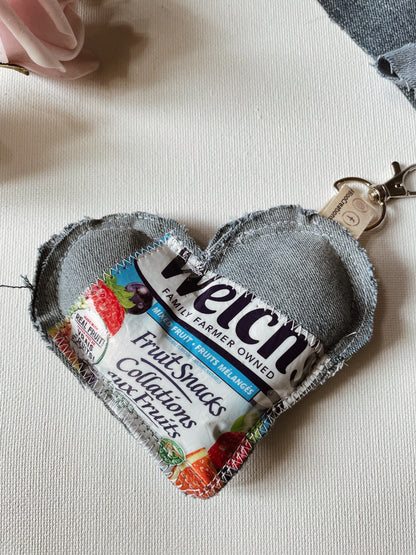 Eco-Chic Heart Keychains - Stylish Accessories - Upcycled Denim - Recycled fabrics