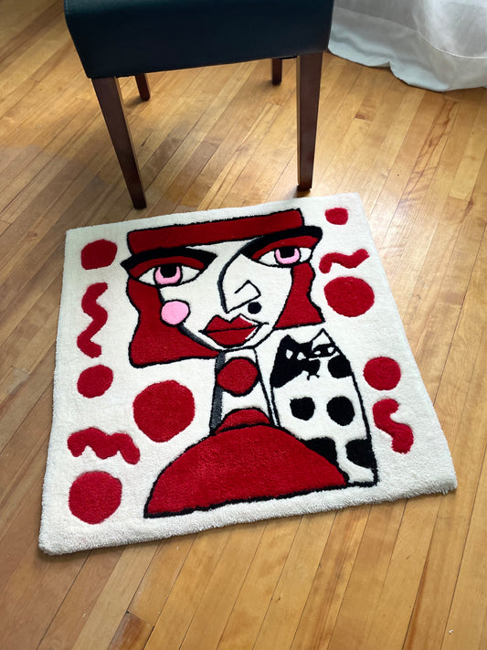 Miss Polka Dots - Tapis fait à la main - 100% pure laine - Déco maison - Art abstrait