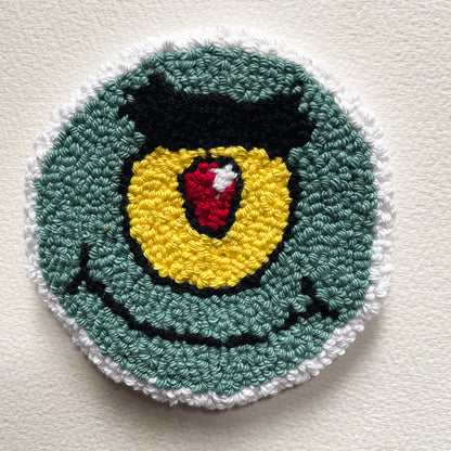 Ensembles de sous-verres faits à la main - Punch needle sur tissu canvas récupéré - Inspirés de dessins animés