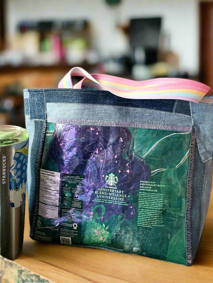 Sac réutilisable surcyclé - fait de denim et sac de grains de café - Écoresponsable