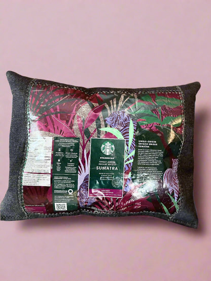 Eco-Friendly Upcycled Cushion - Denim & Coffee Bean Bag