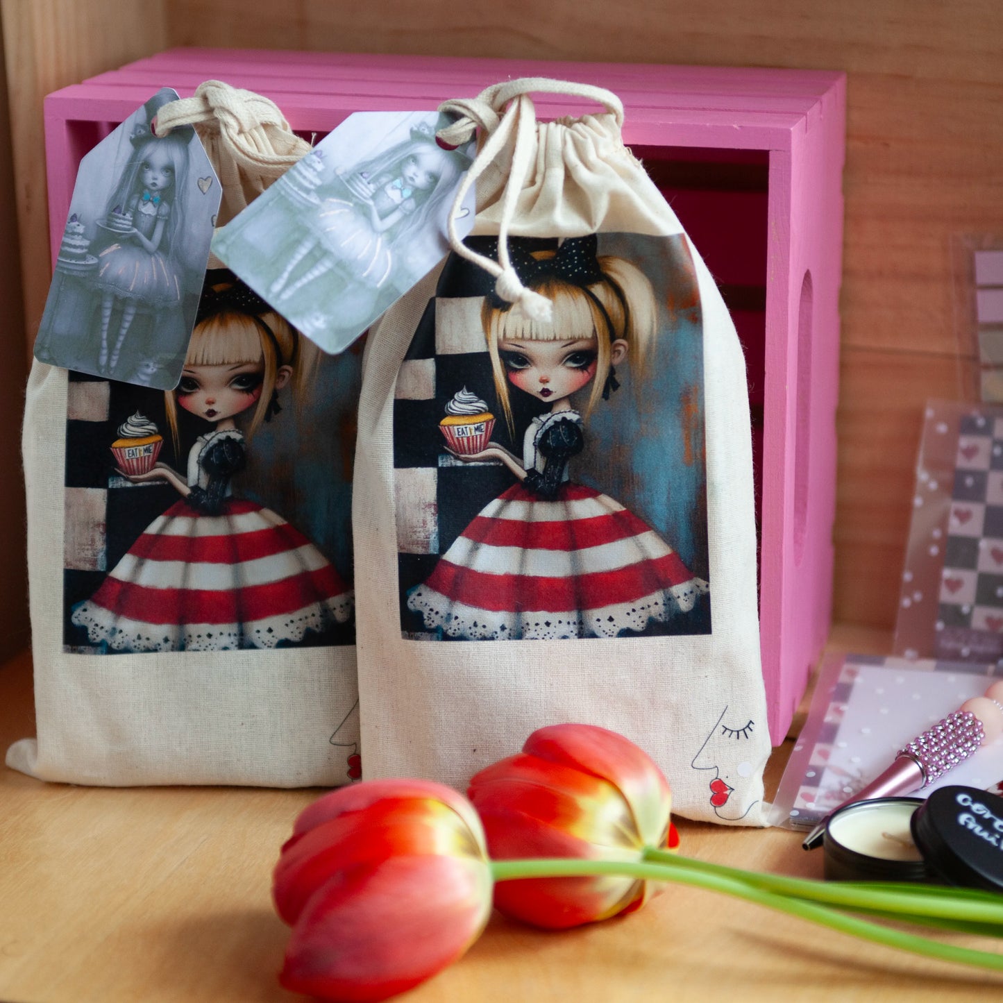 Alice au pays des livres - Sac surprise littéraire - 100% cotton - Sac réutilisable