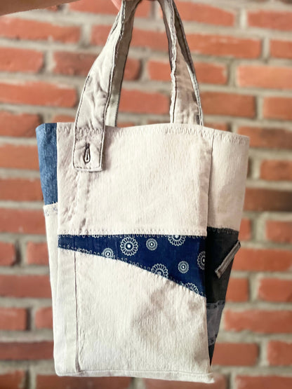 Sac réutilisable fait de denim recyclé -  grandeur moyenne - Écoresponsable