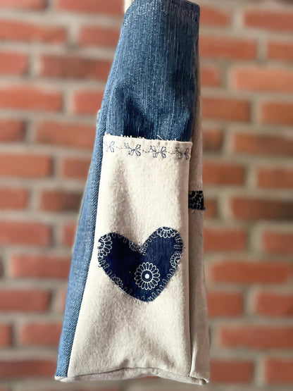 Sac réutilisable fait de denim recyclé -  grandeur moyenne - Écoresponsable