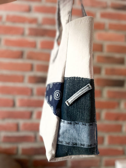 Sac réutilisable fait de denim recyclé -  grandeur moyenne - Écoresponsable
