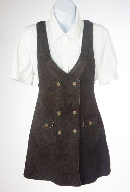 Robe salopette en denim pour filles - Noir avec or - Adolescentes